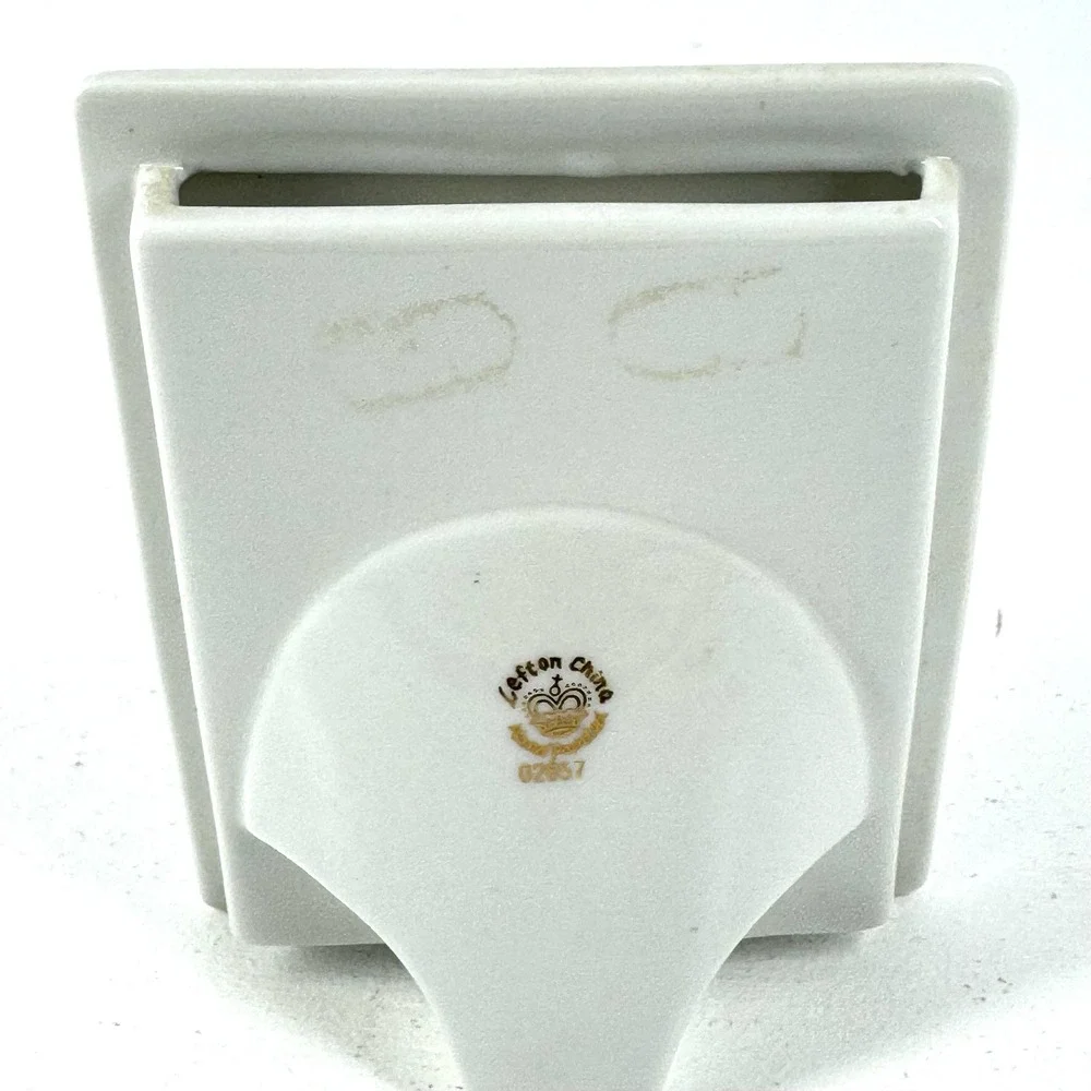 Vintage Lefton Porcelain Floral Oval Picture Frame Easel Back